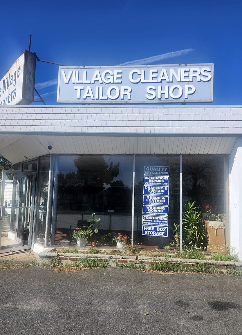 The Village Cleaners storefront with its Tailor Shop sign on Joseph Street, Clark NJ